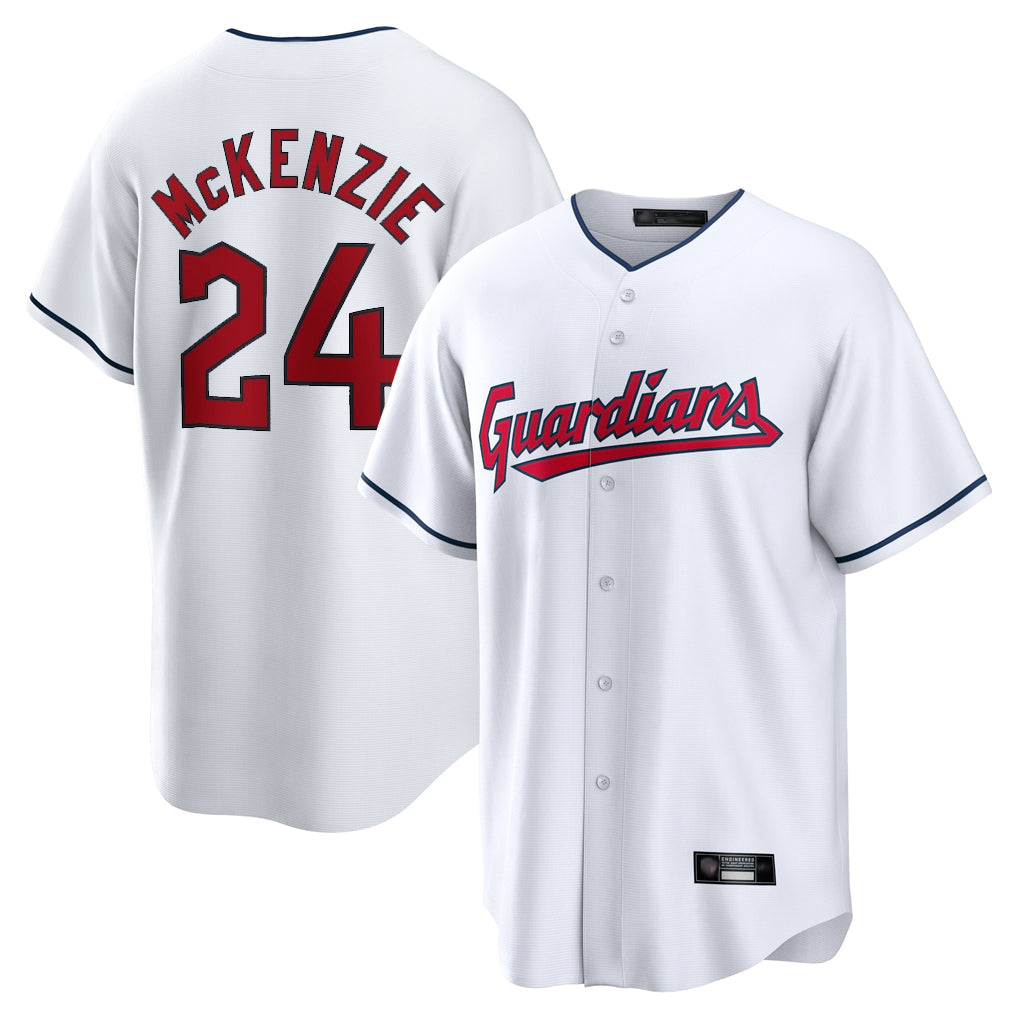 Pouc C.Guardians #24 Triston McKenzie Player White Home Game Stitched Jerseys
