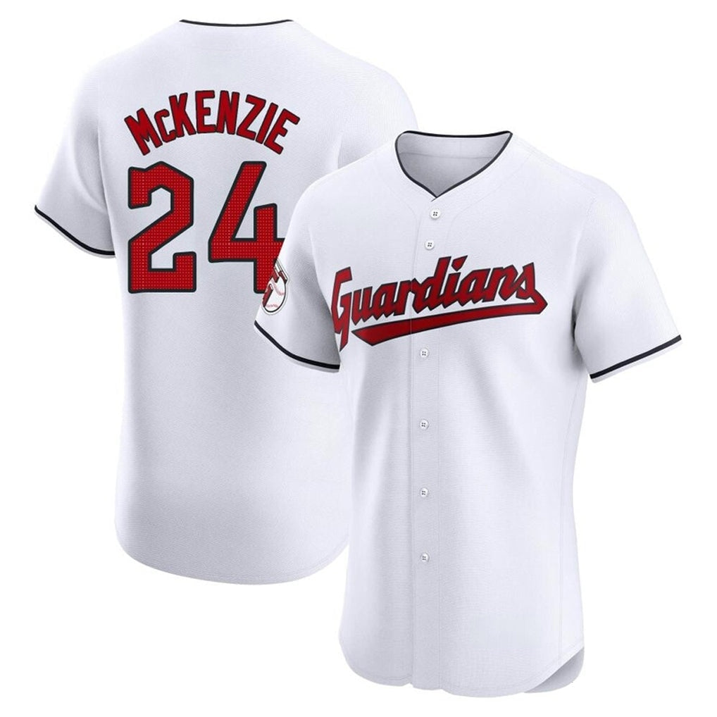 Pouc C.Guardians #24 Triston McKenzie Player White Limited Elite Home Stitched Jerseys