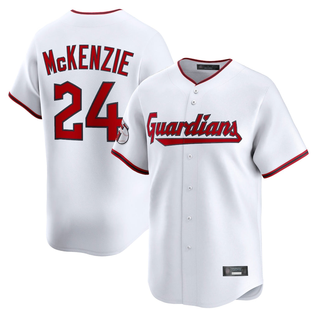 Pouc C.Guardians #24 Triston McKenzie Player White Limited Home Game Stitched Jerseys