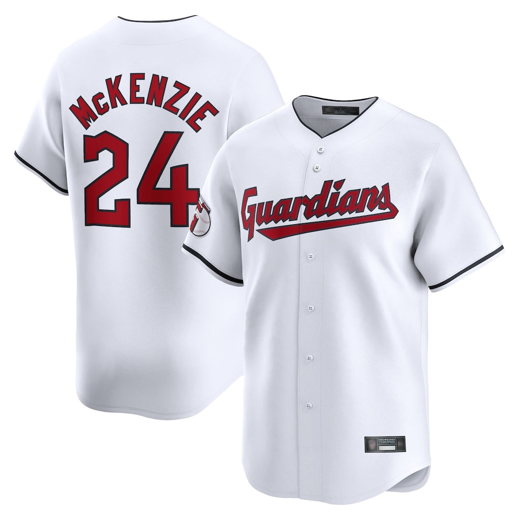Pouc C.Guardians #24 Triston McKenzie Player White Limited Home Stitched Jerseys