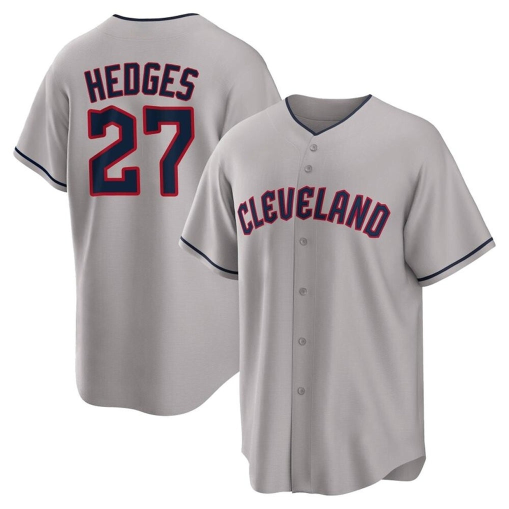 Pouc C.Guardians #27 Austin Hedges Player Gray Game Home Stitched Jerseys