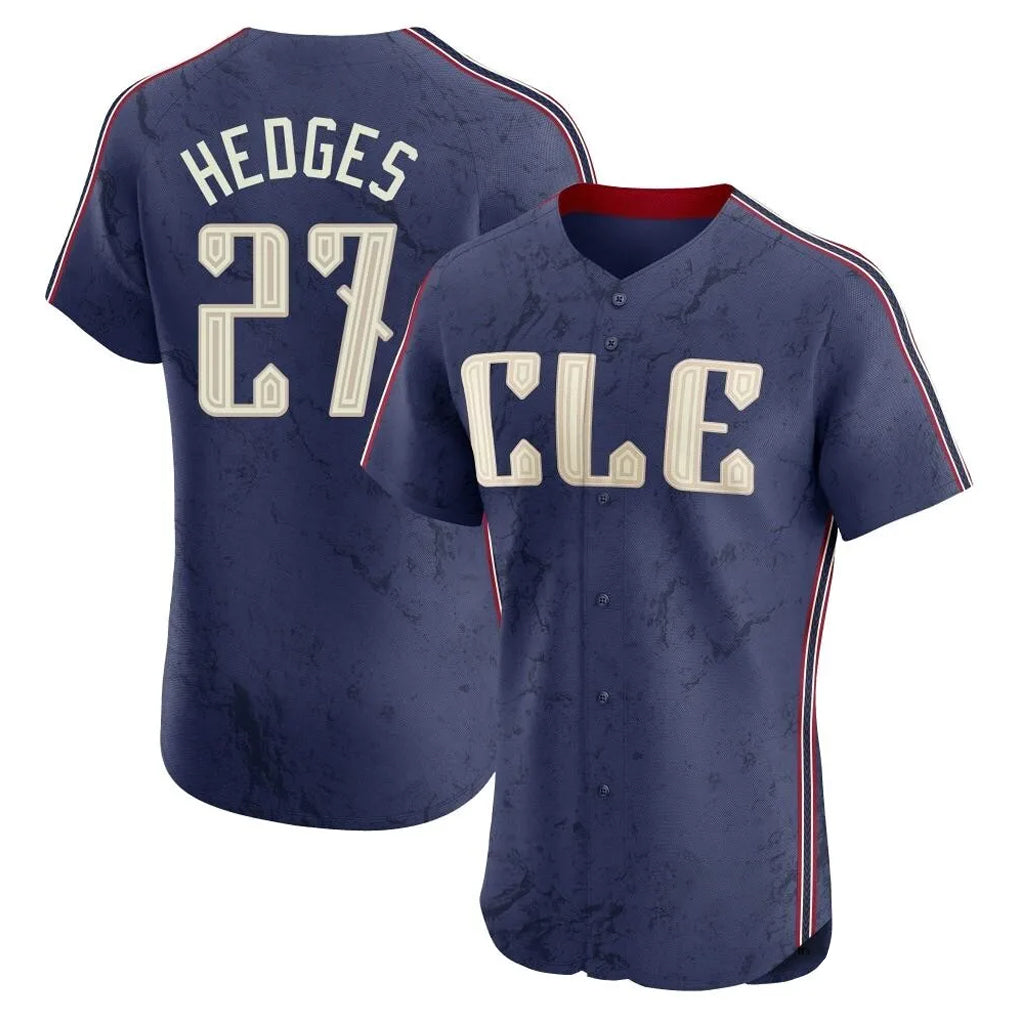 Pouc C.Guardians #27 Austin Hedges Player Navy City Connect Limited Elite Home Stitched Jerseys