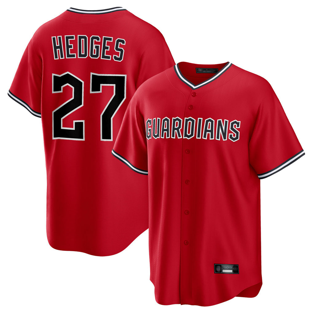 Pouc C.Guardians #27 Austin Hedges Player Red Home Game Stitched Jerseys