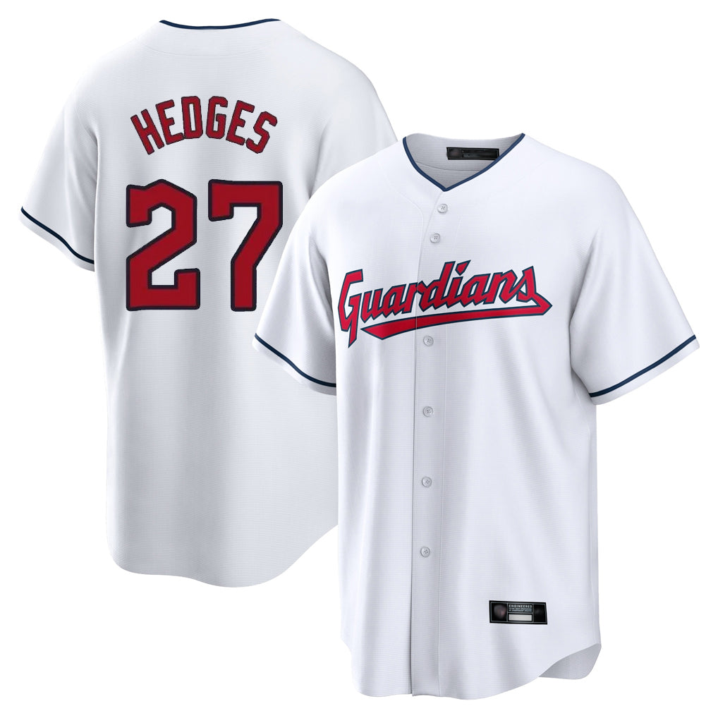 Pouc C.Guardians #27 Austin Hedges Player White Home Game Stitched Jerseys