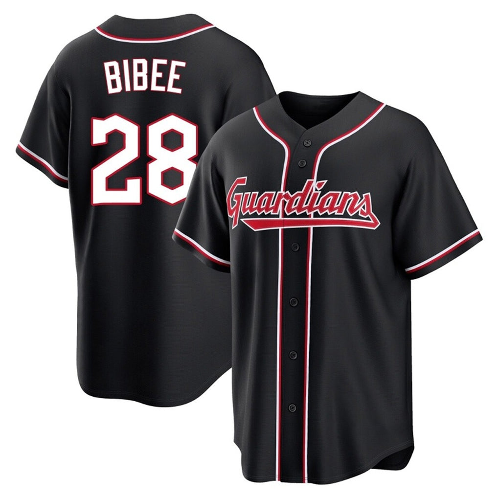Pouc C.Guardians #28 Tanner Bibee Player Black Fashion Out Home Game Stitched Jerseys