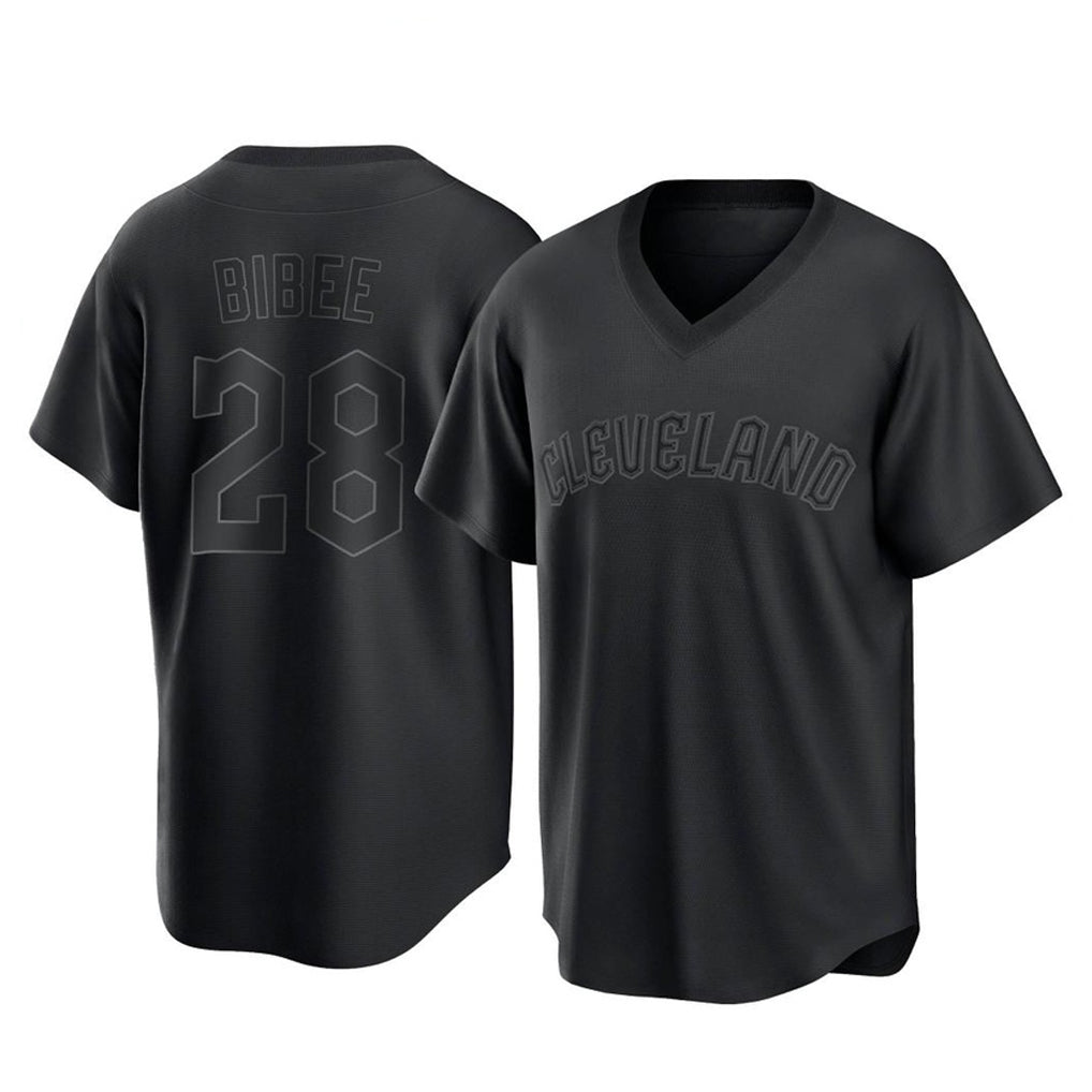 Pouc C.Guardians #28 Tanner Bibee Player Black T-shirt Home Game Stitched Jerseys