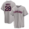 Pouc C.Guardians #28 Tanner Bibee Player Gray Game Home Stitched Jerseys