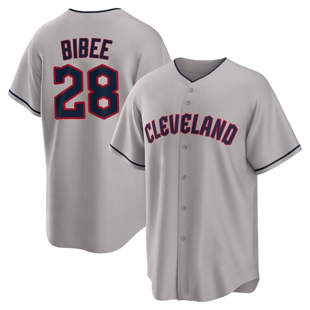 Pouc C.Guardians #28 Tanner Bibee Player Gray Game Home Stitched Jerseys