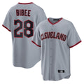 Pouc C.Guardians #28 Tanner Bibee Player Gray Home Game Stitched Jerseys