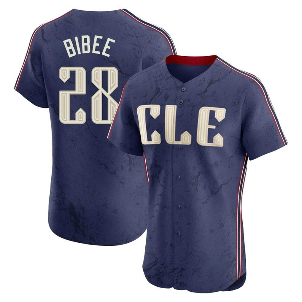 Pouc C.Guardians #28 Tanner Bibee Player Navy City Connect Limited Elite Home Stitched Jerseys