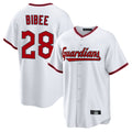 Pouc C.Guardians #28 Tanner Bibee Player White Game Home Stitched Jerseys