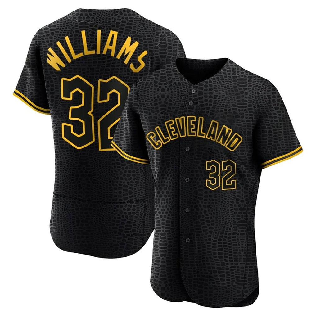 Pouc C.Guardians #32 Gavin Williams Player Black Snake Skin City Limited Elite Home Stitched Jerseys