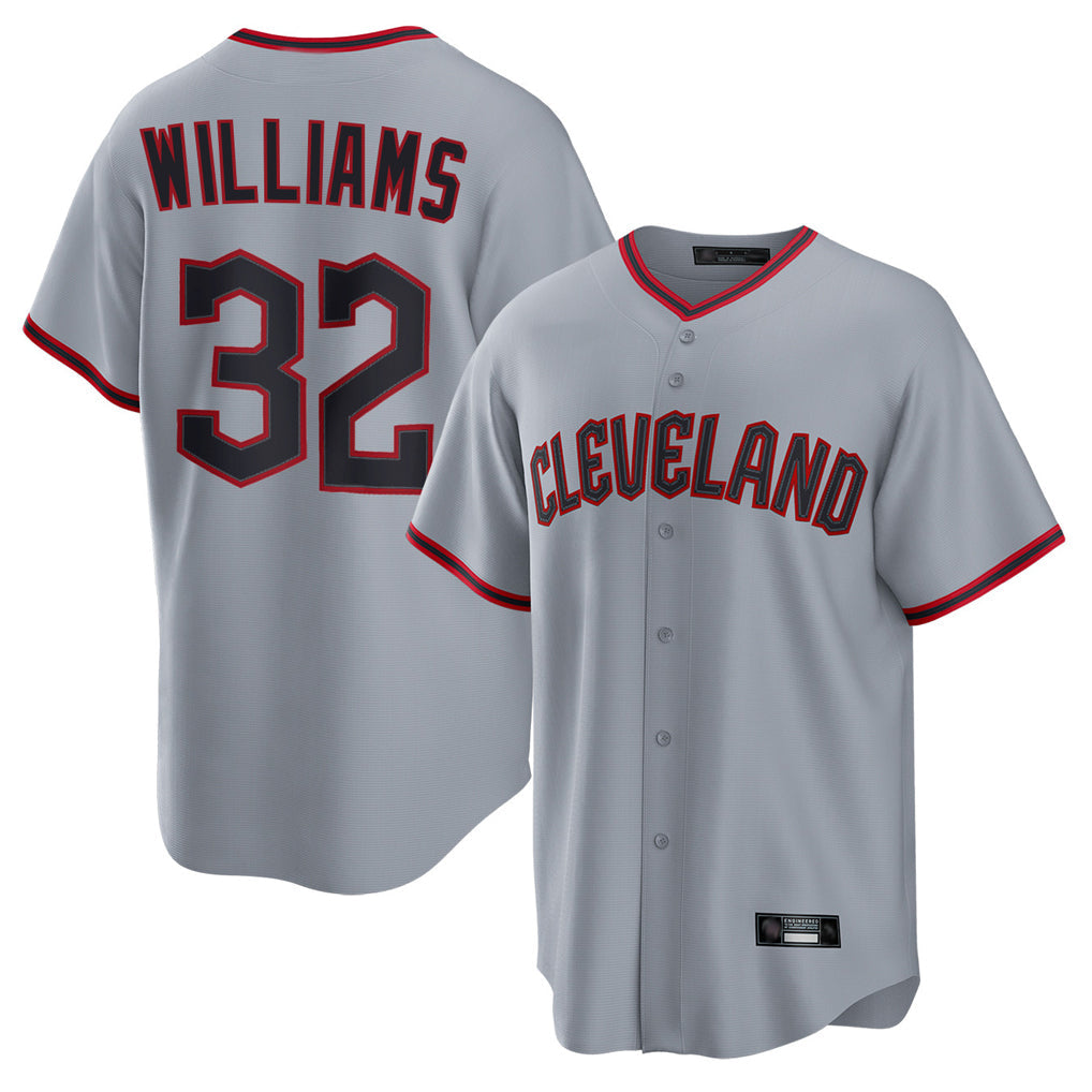 Pouc C.Guardians #32 Gavin Williams Player Gray Home Game Stitched Jerseys