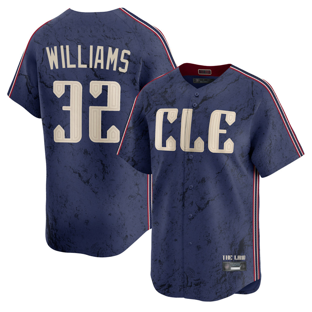 Pouc C.Guardians #32 Gavin Williams Player Navy City Connect Limited Home Stitched Jerseys