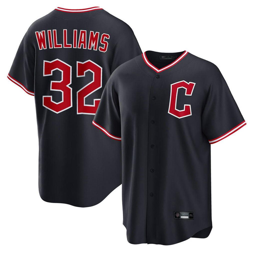 Pouc C.Guardians #32 Gavin Williams Player Navy Home Game Stitched Jerseys