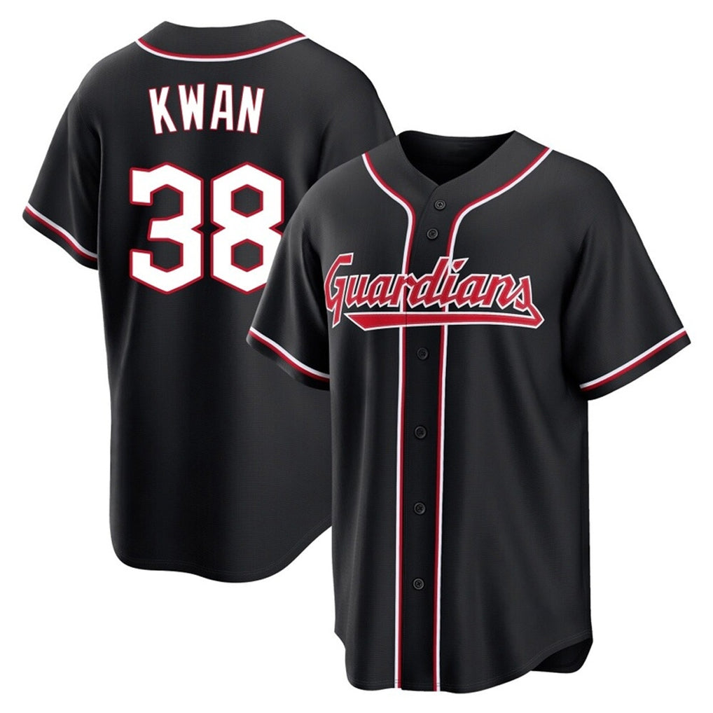 Pouc C.Guardians #38 Steven Kwan Player Black Fashion Out Home Game Stitched Jerseys