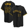 Pouc C.Guardians #38 Steven Kwan Player Black Snake Skin City Home Game Stitched Jerseys