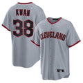 Pouc C.Guardians #38 Steven Kwan Player Gray Home Game Stitched Jerseys
