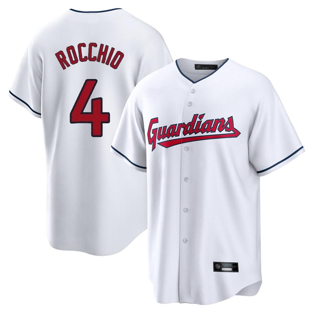 Pouc C.Guardians #4 Brayan Rocchio Player White Home Game Stitched Jerseys