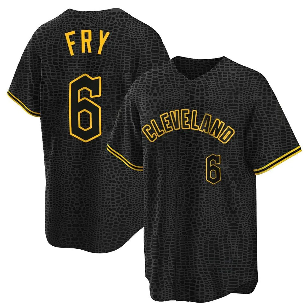 Pouc C.Guardians #6 David Fry Player Black Snake Skin City Home Game Stitched Jerseys