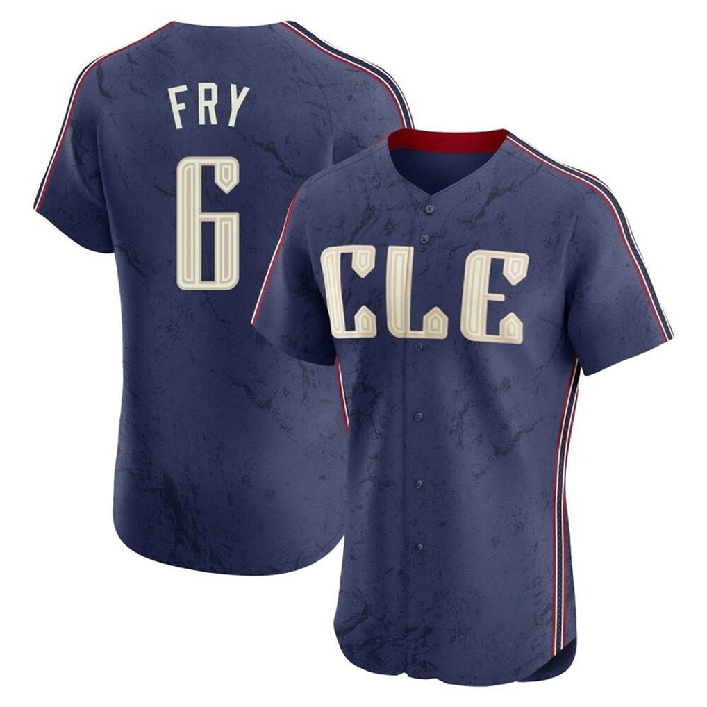 Pouc C.Guardians #6 David Fry Player Navy City Connect Limited Elite Home Stitched Jerseys
