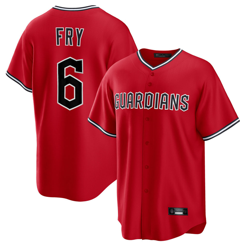 Pouc C.Guardians #6 David Fry Player Red Home Game Stitched Jerseys