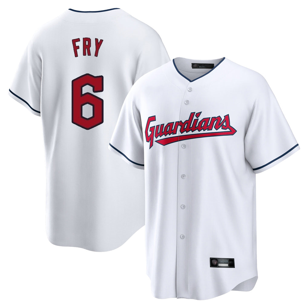 Pouc C.Guardians #6 David Fry Player White Home Game Stitched Jerseys