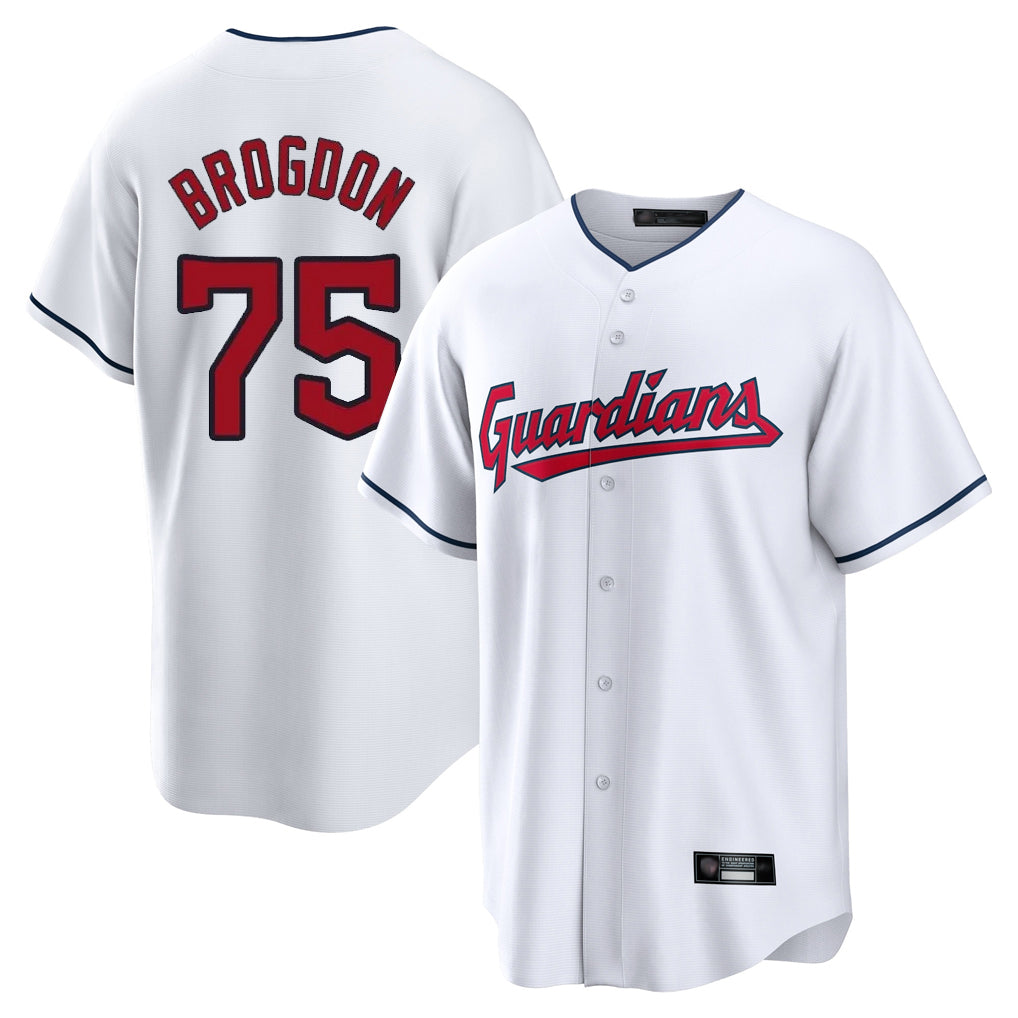 Pouc C.Guardians #75 Connor Brogdon Player White Home Game Stitched Jerseys