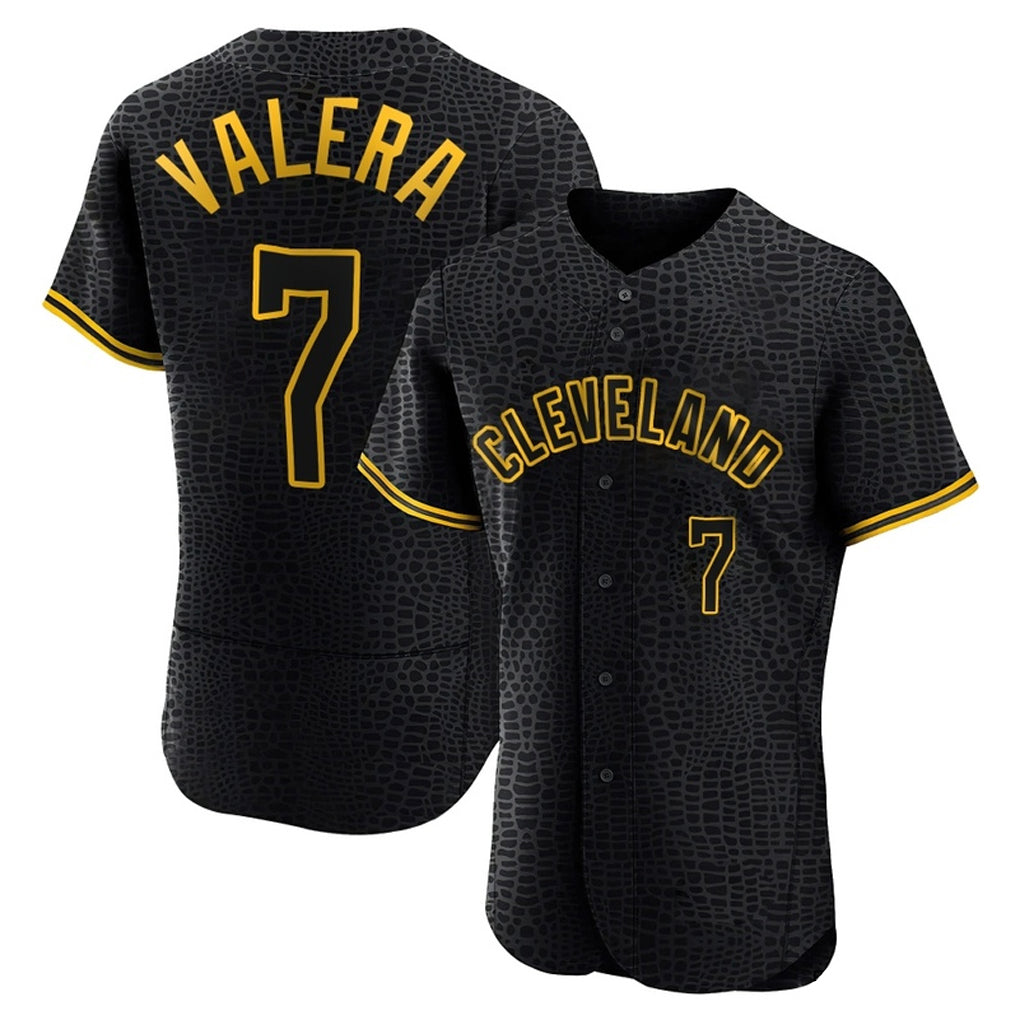 Pouc C.Guardians #7 George Valera Player Black Snake Skin City Limited Elite Home Stitched Jerseys