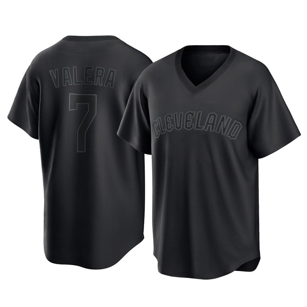 Pouc C.Guardians #7 George Valera Player Black T-shirt Home Game Stitched Jerseys