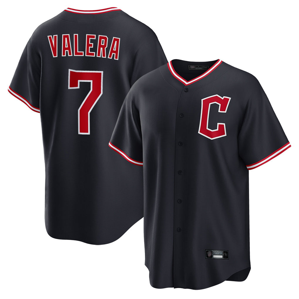 Pouc C.Guardians #7 George Valera Player Navy Home Game Stitched Jerseys