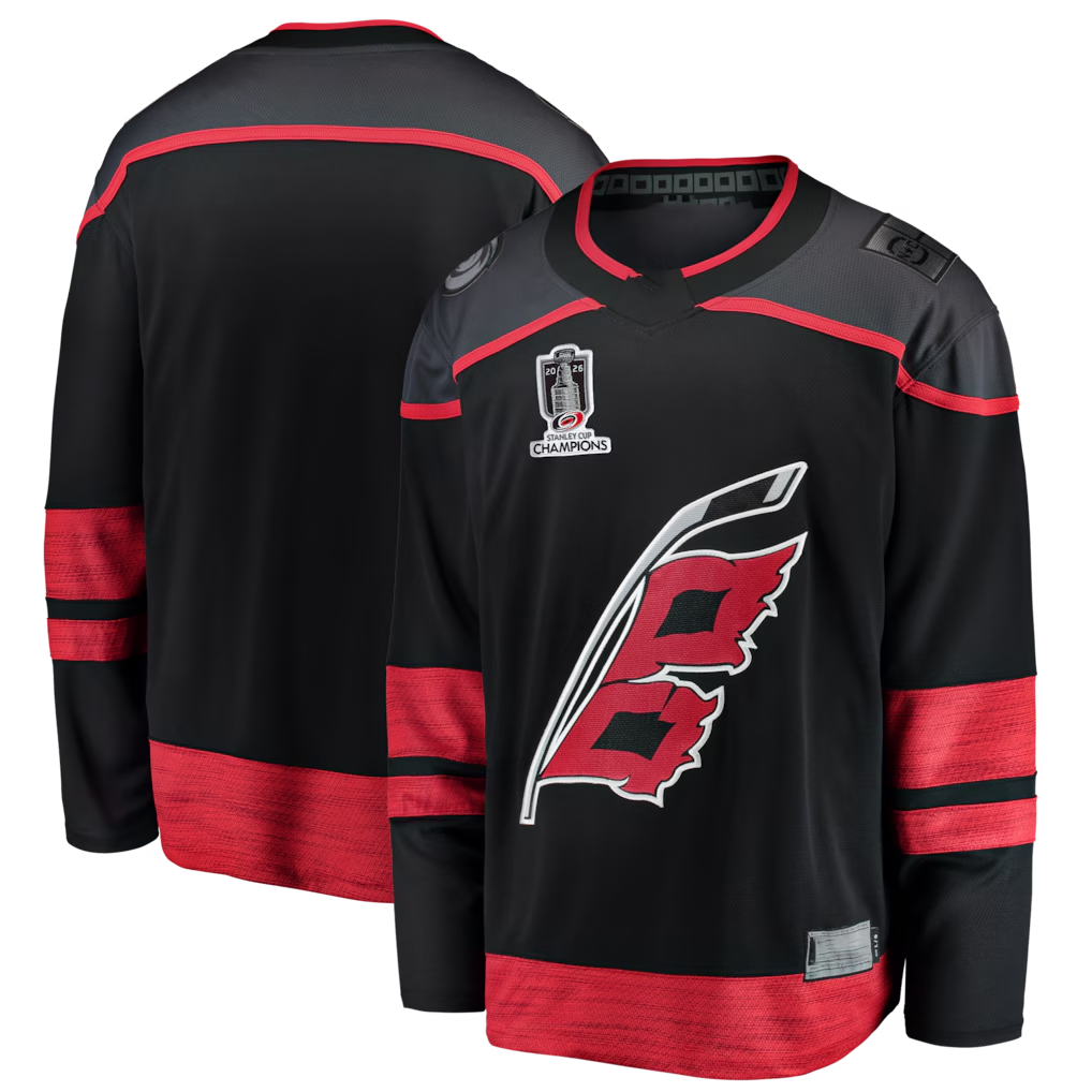 Pouc C.Hurricanes Black 2026 Stanley Cup Champions Home Breakaway Stitched Jerseys