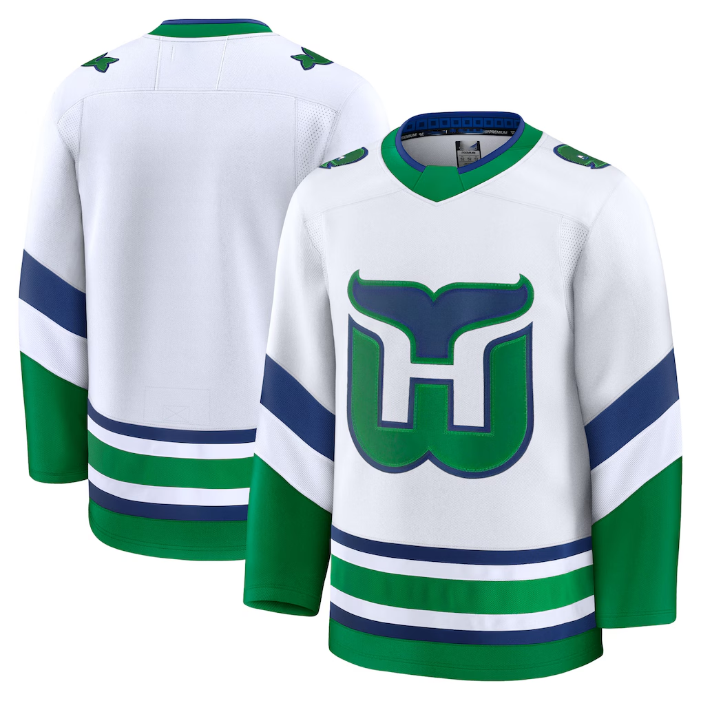 Pouc C.Hurricanes White Throwback Premium Stitched Jerseys