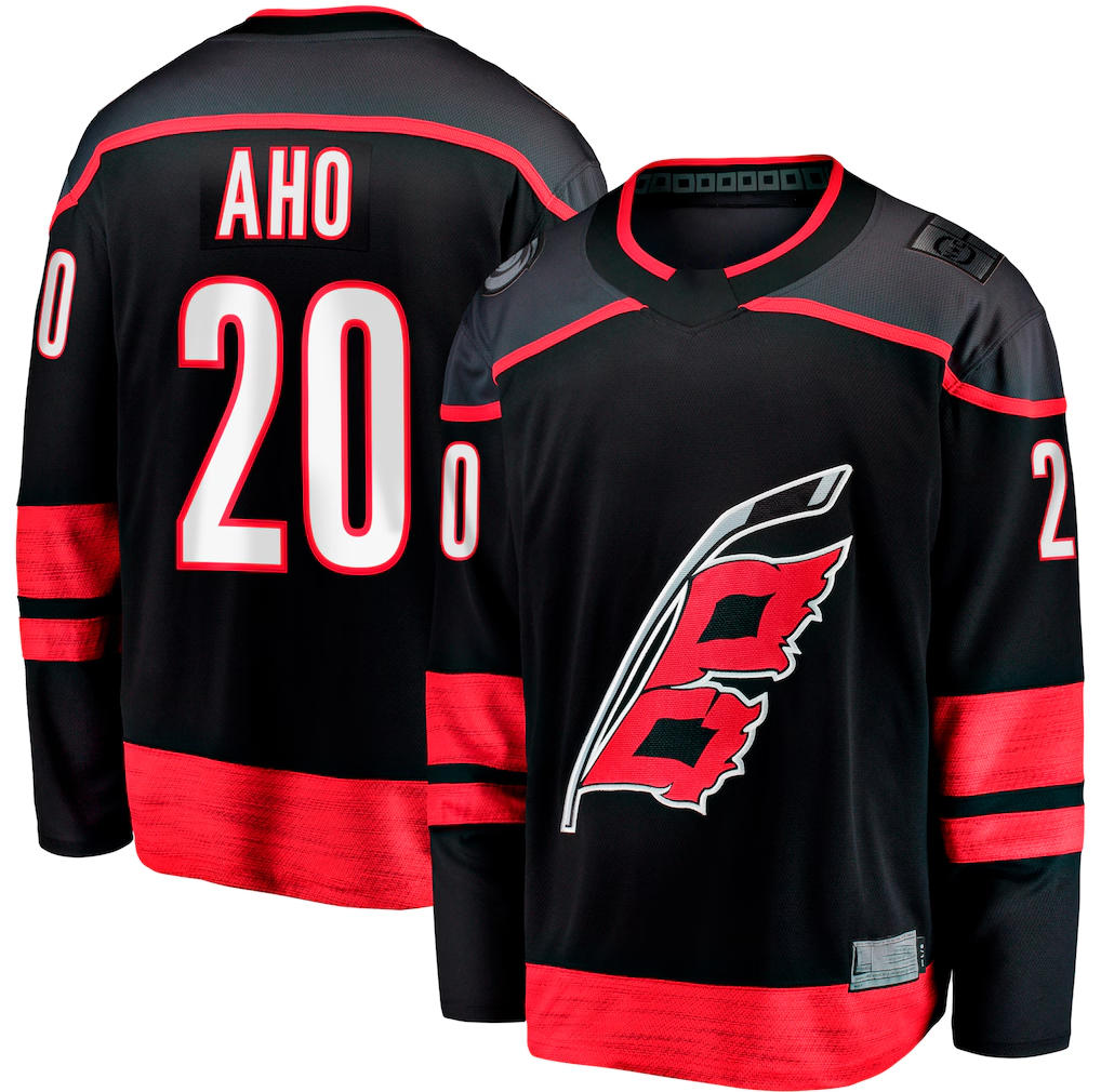 Pouc C.Hurricanes #20 Sebastian Aho Black Home Breakaway Stitched Jerseys