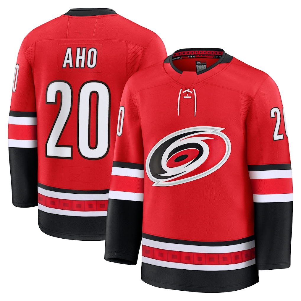 Pouc C.Hurricanes #20 Sebastian Aho Red Alternate Premium Stitched Jerseys