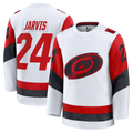 Pouc C.Hurricanes #24 Seth Jarvis White Away Premium Stitched Jerseys