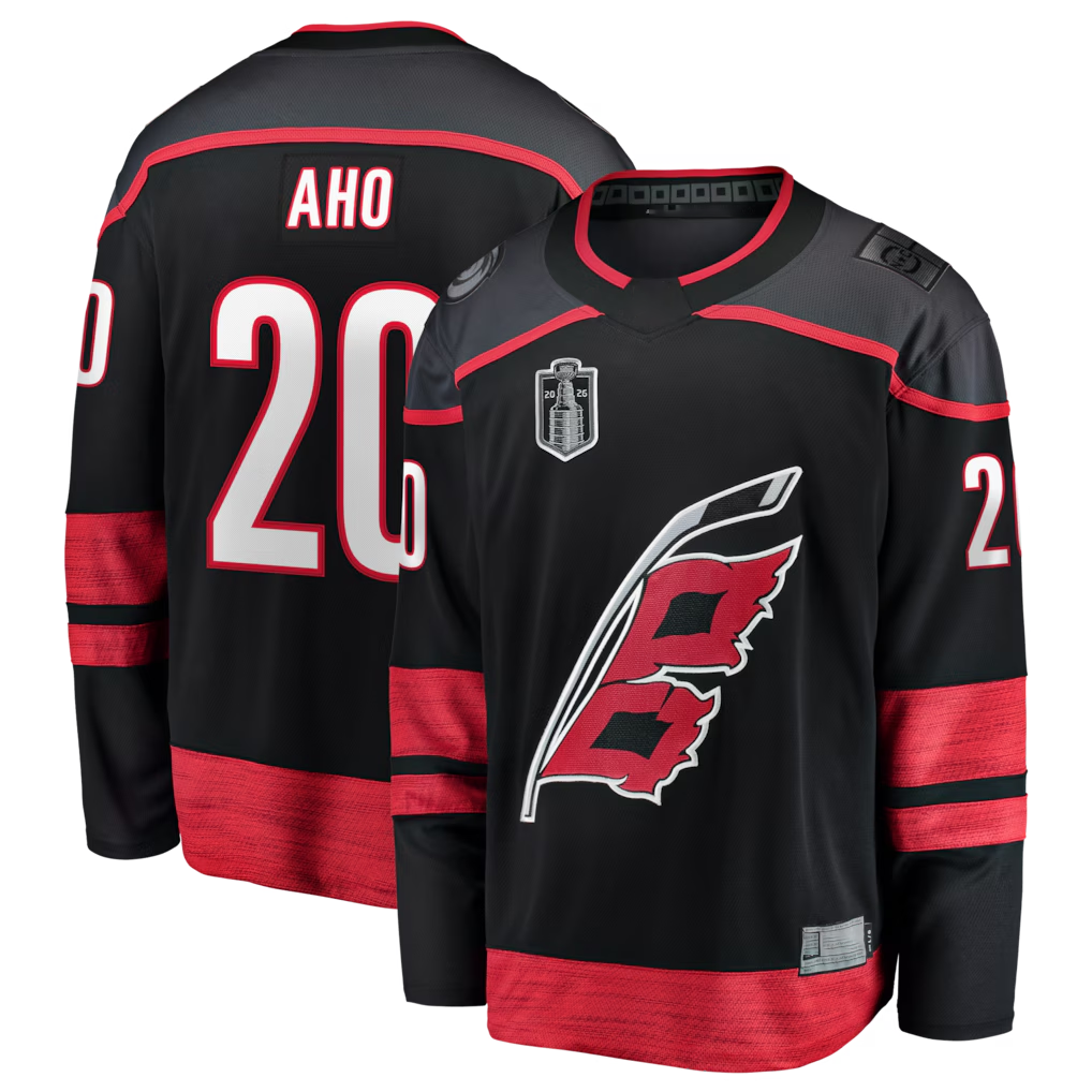 Pouc C.Hurricanes #26 Sebastian Aho Black 2026 Stanley Cup Final Home Breakaway Stitched Jerseys