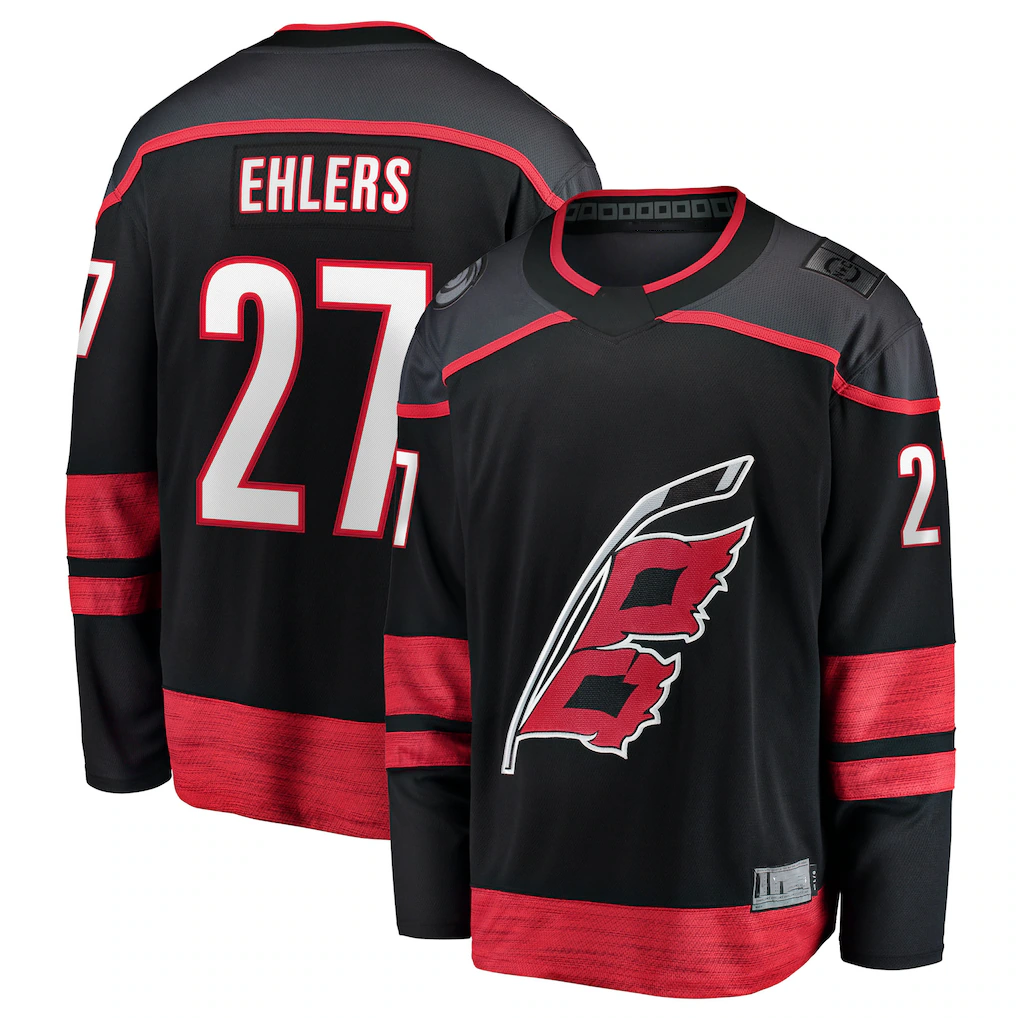 Pouc C.Hurricanes #27 Nikolaj Ehlers Black Home Breakaway Stitched Jerseys