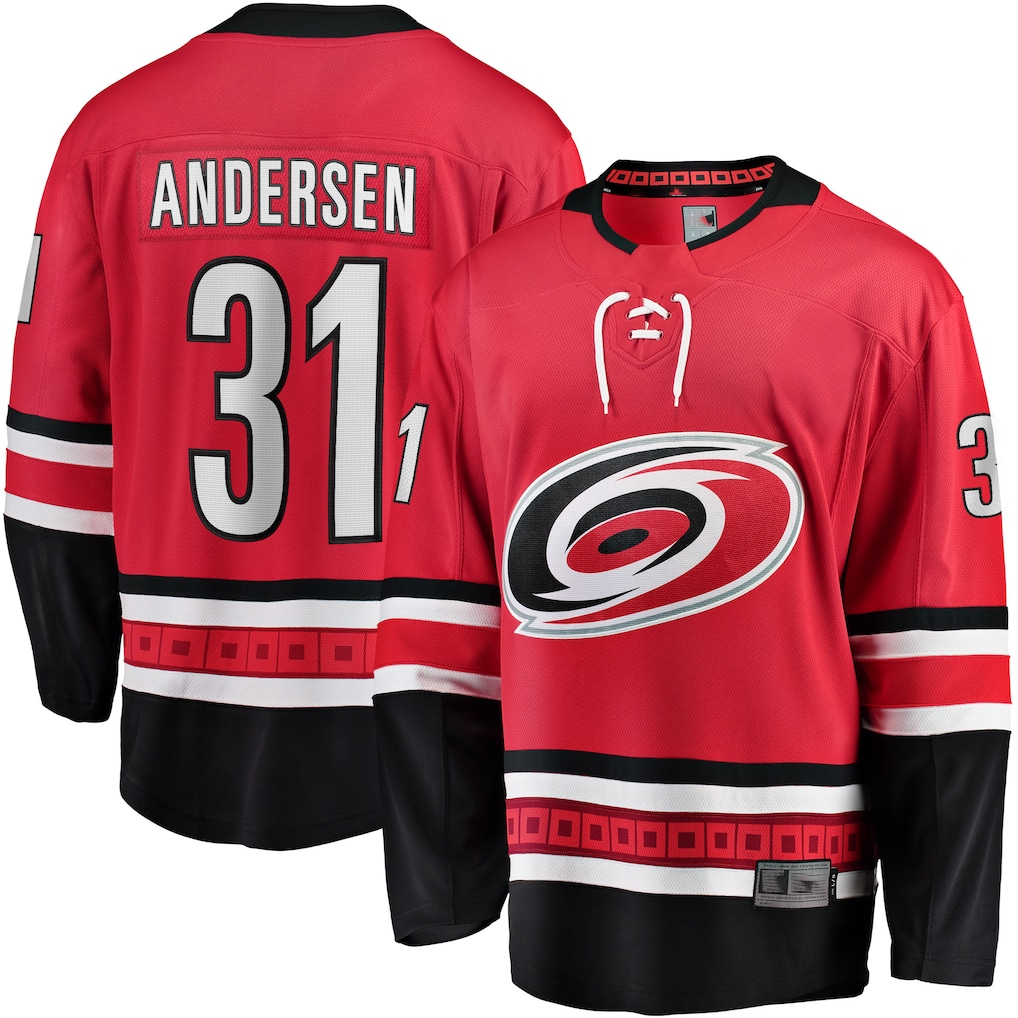 Pouc C.Hurricanes #31 Frederik Andersen Red Alternate Breakaway Player Stitched Jerseys