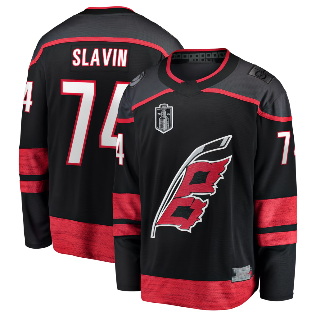 Pouc C.Hurricanes #74 Jaccob Slavin Black 2026 Stanley Cup Final Home Breakaway Stitched Jerseys