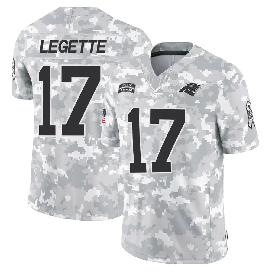 Pouc C.Panthers #17 Xavier Legette Player Salute to Service Limited Arctic Camo Stitched Jerseys