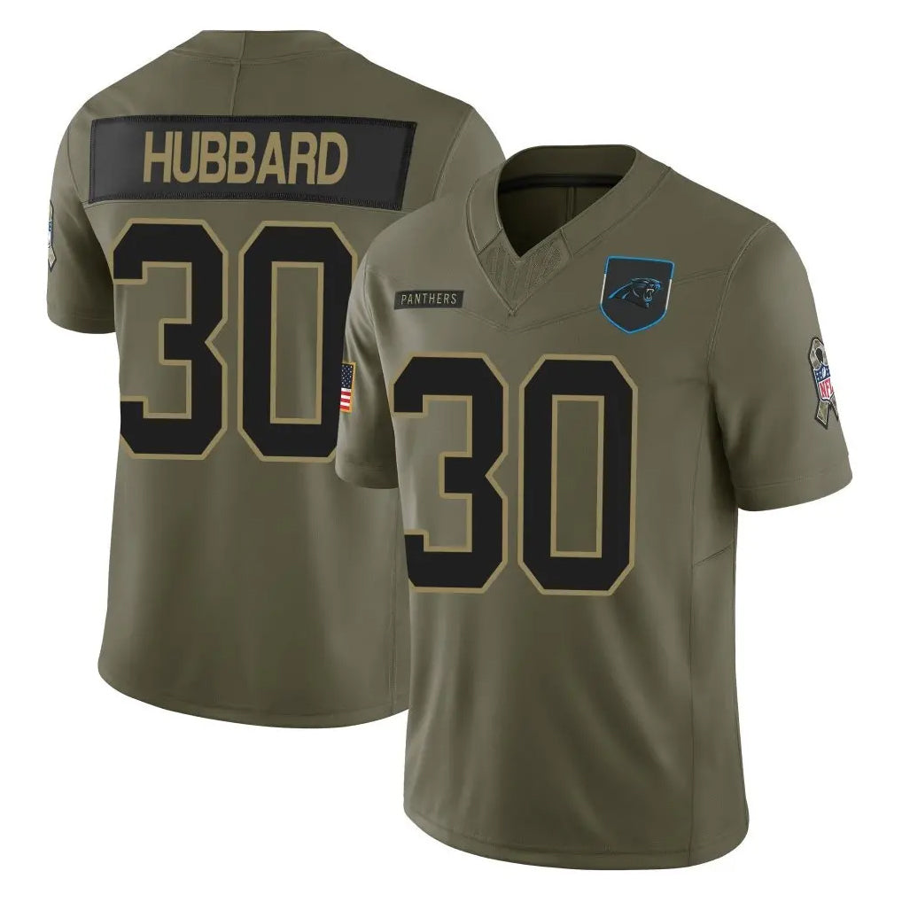 Pouc C.Panthers #30 Chuba Hubbard Player Olive Salute to Service Limited Home Game Stitched Jerseys
