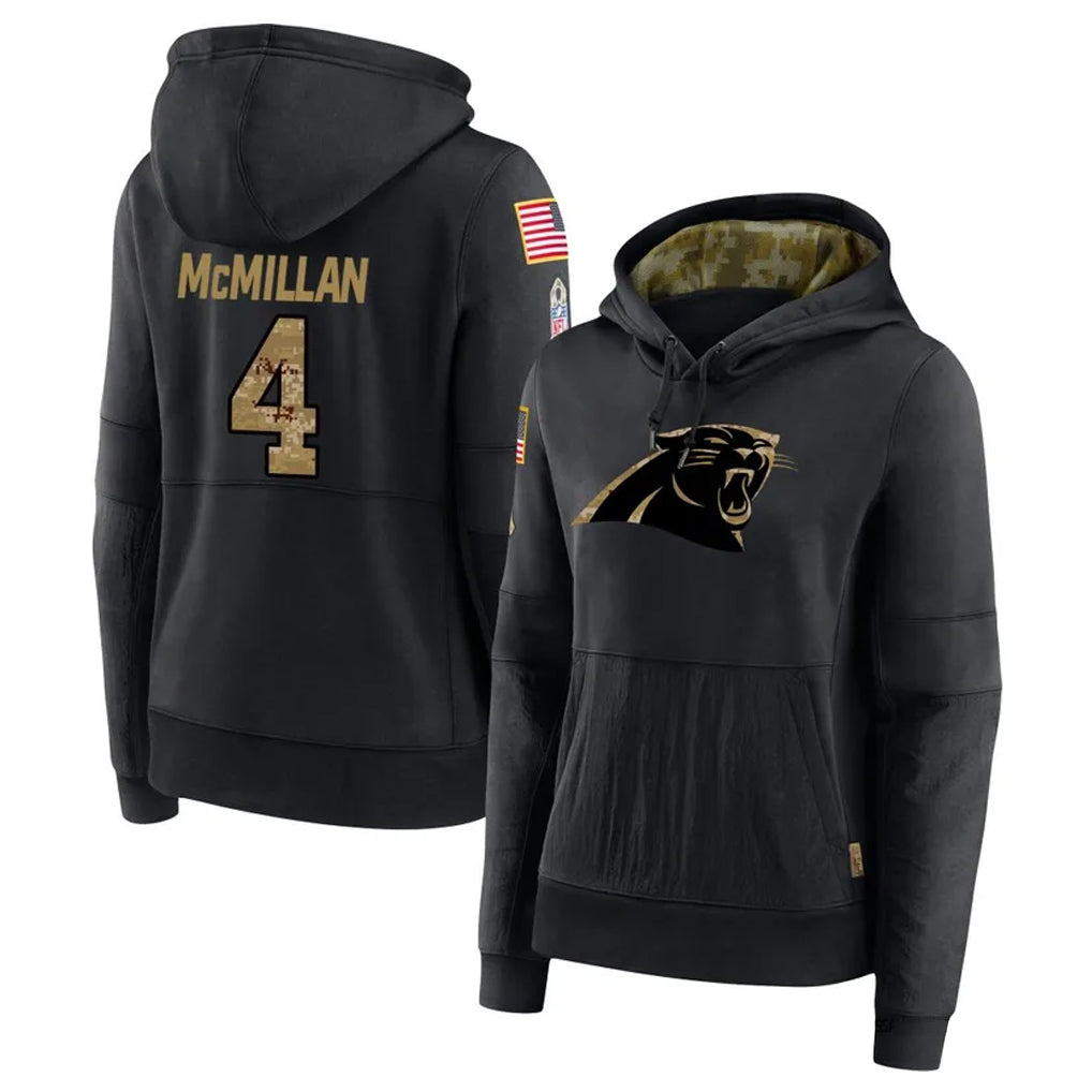 Pouc C.Panthers #4 Tetairoa McMillan Player Black Salute to Service Hoodies Stitched Jerseys