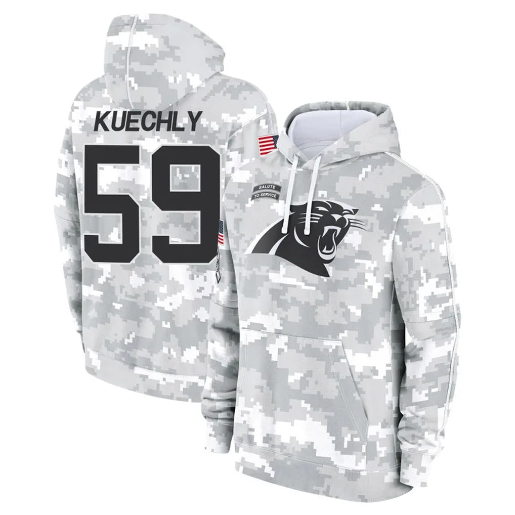 Pouc C.Panthers #59 Luke Kuechly Player Arctic Camo Salute to Service Hoodies Stitched Jerseys