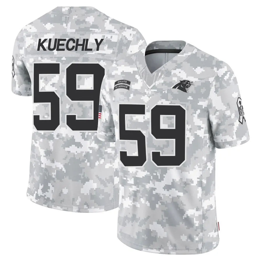 Pouc C.Panthers #59 Luke Kuechly Player Arctic Camo Salute to Service Limited Stitched Jerseys