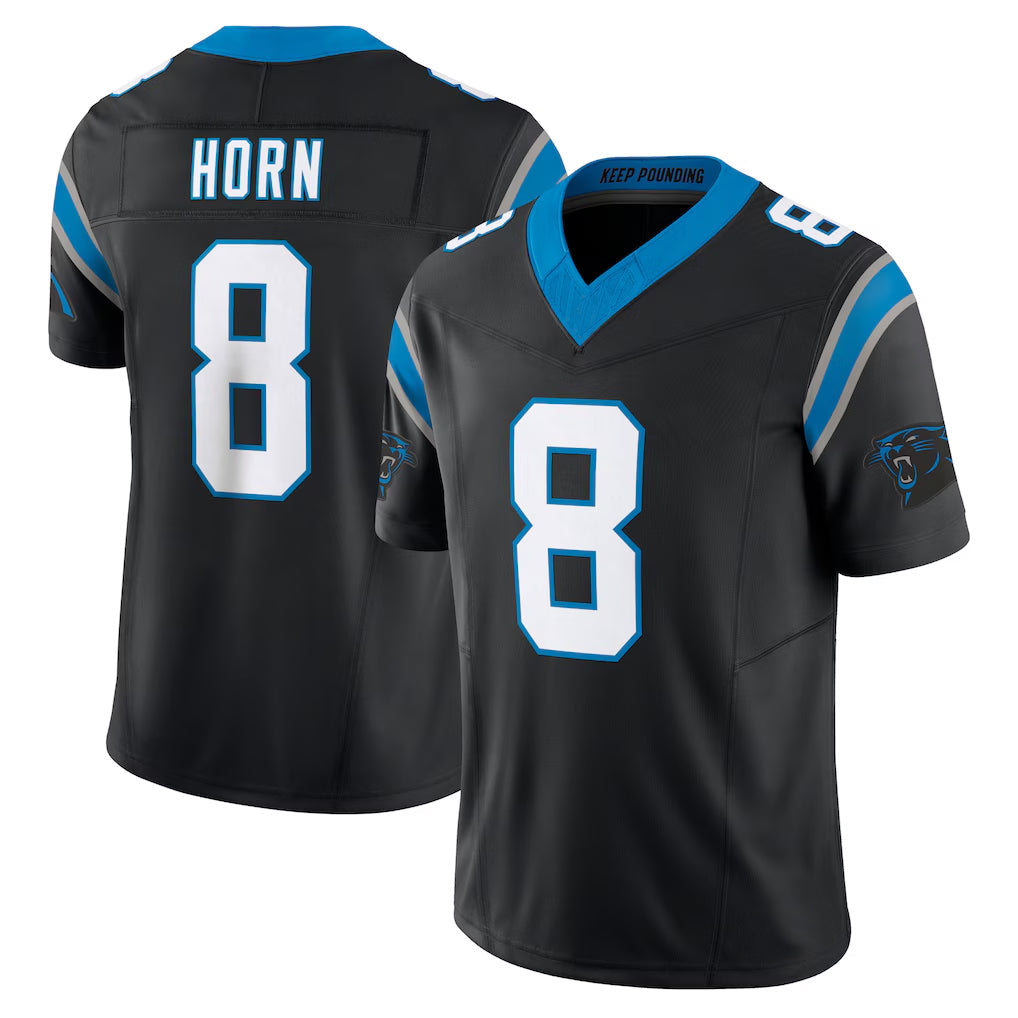 Pouc C.Panthers #8 Jaycee Horn Player Black Vapor F.U.S.E. Limited Home Game Stitched Jerseys