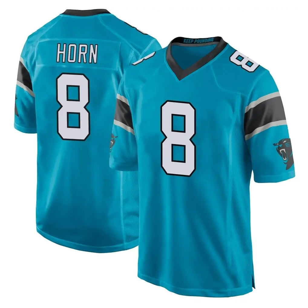 Pouc C.Panthers #8 Jaycee Horn Player Blue Game Stitched Jerseys