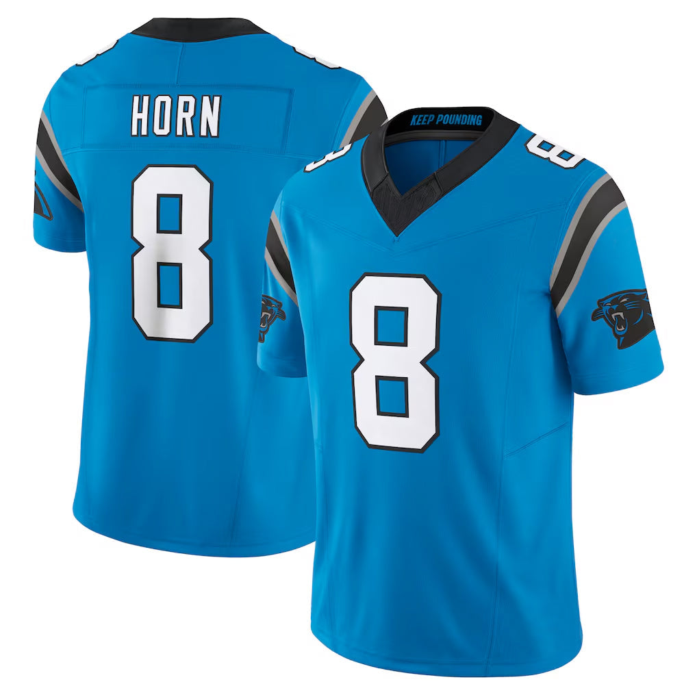 Pouc C.Panthers #8 Jaycee Horn Player Blue Vapor F.U.S.E. Limited Home Game Stitched Jerseys