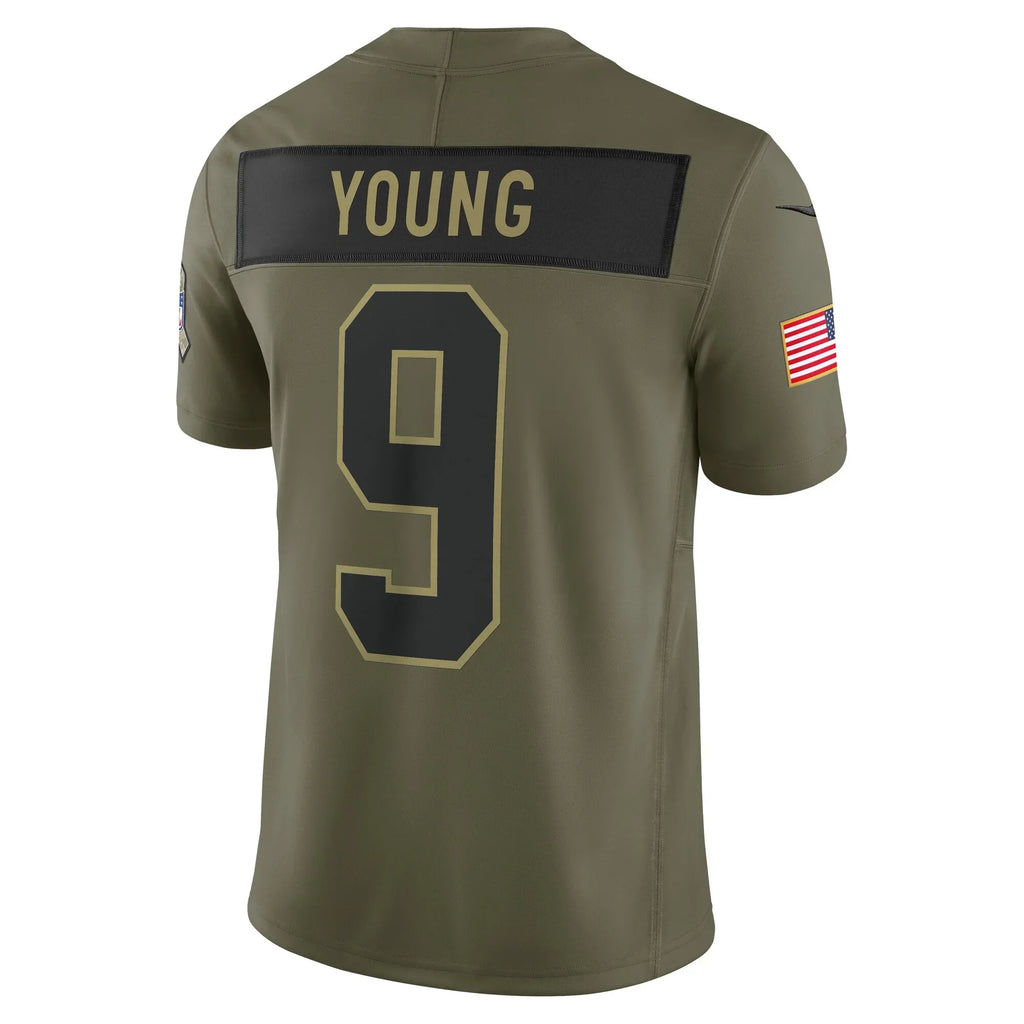 Pouc C.Panthers #9 Bryce Young Olive 2025 Salute to Service Limited Stitched Jerseys
