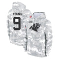 Pouc C.Panthers #9 Bryce Young Player Arctic Camo Salute to Service Pullover Hoodies Limited Game Stitched Jerseys